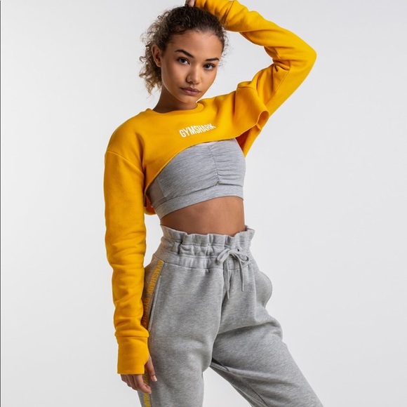Gymshark Yellow Super Cropped Sweater M 